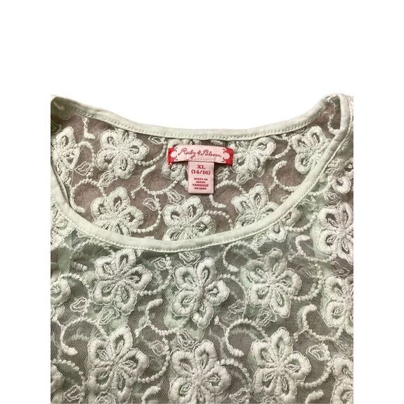 Pastel Green Ruby & Bloom Floral Lace Tank Top Ruffles Boho Bohemian Hippie - Picture 7 of 8